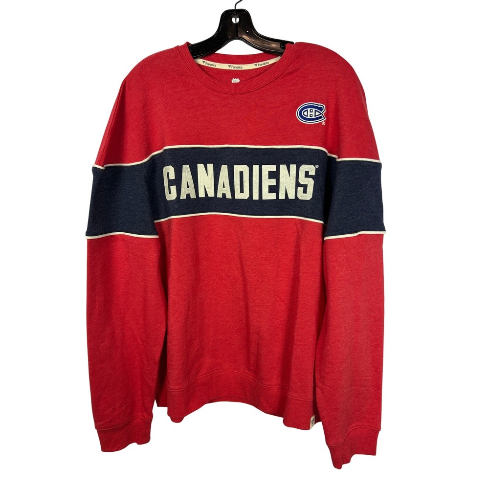 Fanatics Montreal Canadiens NHL Colorblock Sweatshirt Red Blue Mens XL